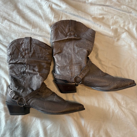 Women's Durango RD3217 Dark Brown Crush Slouch Harness Leather Boots, Size, 9m - Picture 4 of 5